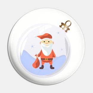 Santa Claus with gift bag in Christmas bauble Pin