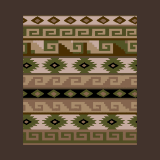 Southwest Tribal Graphic Design - Olive Beige Black T-Shirt