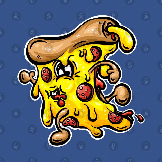 Speeding Pepperoni Pizza Character Cartoon by Squeeb Creative