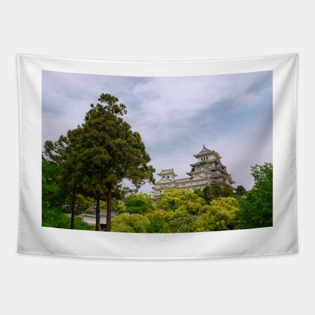 Castle at Hiimeji With Trees, Kansai, Japan Tapestry by jojobob