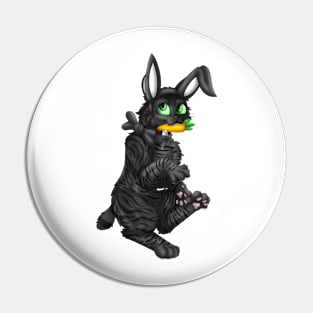 Bobtail BunnyCat: Black Tabby (Black) Pin