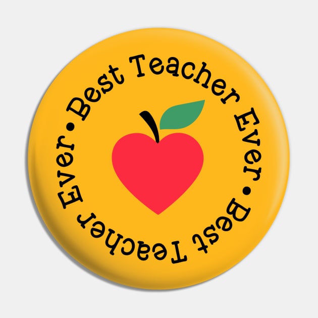 Best Teacher Ever Apple Circle Pin by AMER.COM