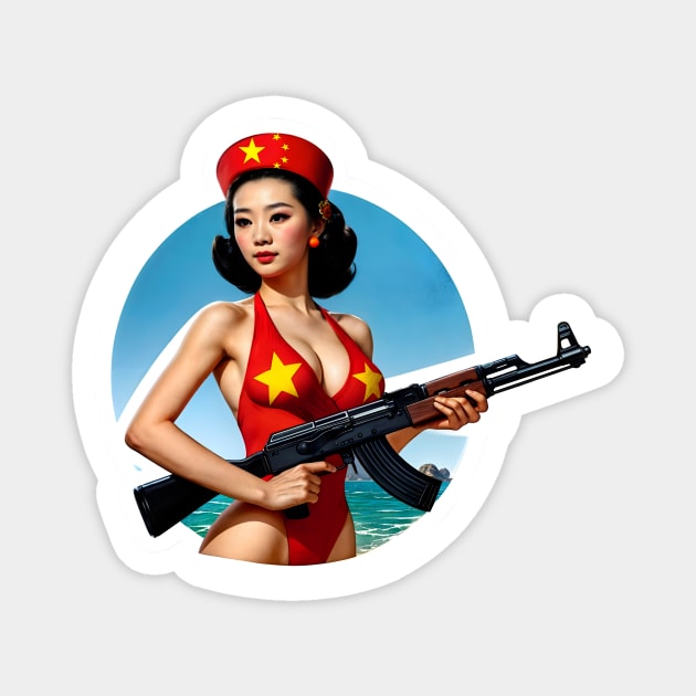 Pinup Girl Magnet by Rawlifegraphic