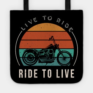 Live To Ride Vintage Motorcycle Biker Tote