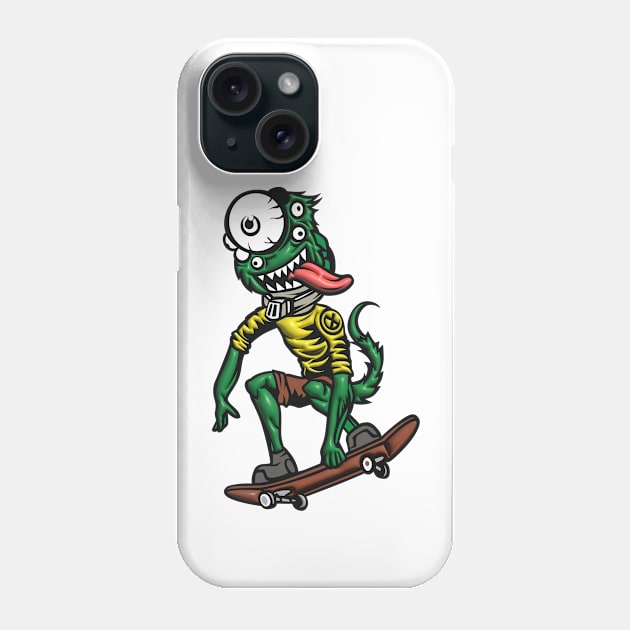Green Monster Skateboard Phone Case by Mako Design 