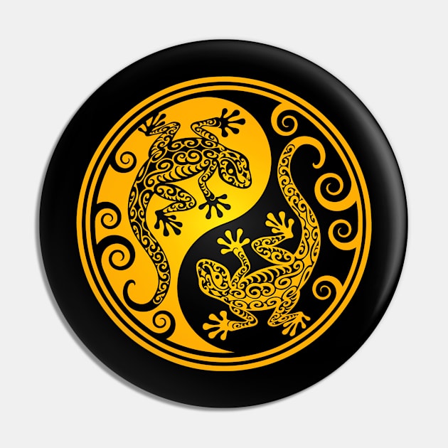 Yellow and Black Yin Yang Geckos Pin by jeffbartels