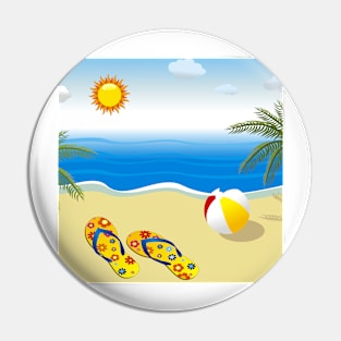 Cheerful Summer Day At The Beach Pin