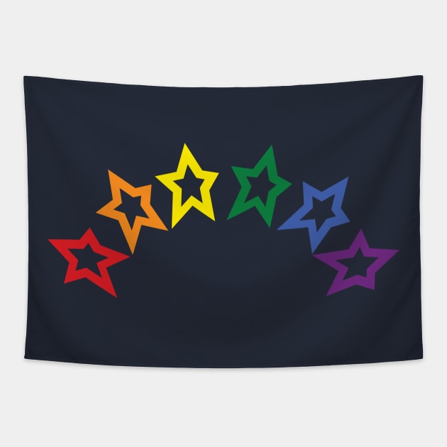 Pride Rainbow Colored Stars Outline Tapestry by ellenhenryart