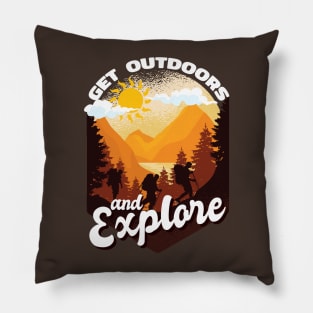 Get Outdoors and Explore Hiking Nature Vintage Wilderness Pillow