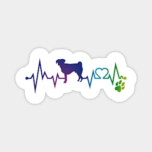 Puggle Colorful Heartbeat, Heart & Dog Paw Magnet