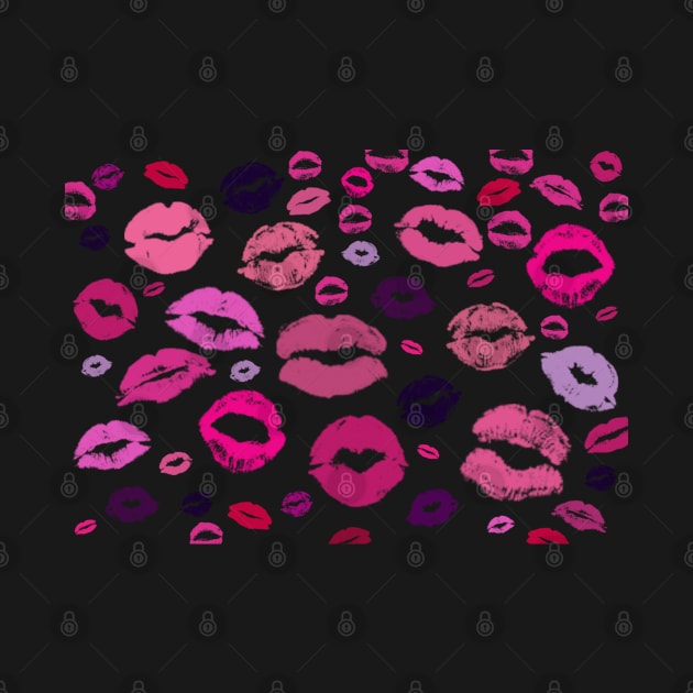 Kissing Lips Pattern in Pink by Hispaniola-Fineart