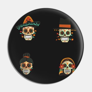 Mexican skull stickers Pin