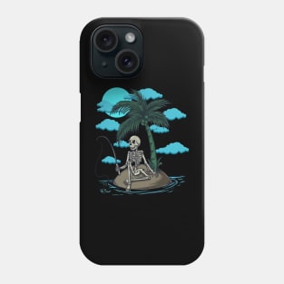 halloween Stickers tshirt design skeleton fishing halloween Phone Case