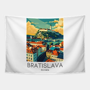 A Vintage Travel Illustration of Bratislava - Slovakia Tapestry