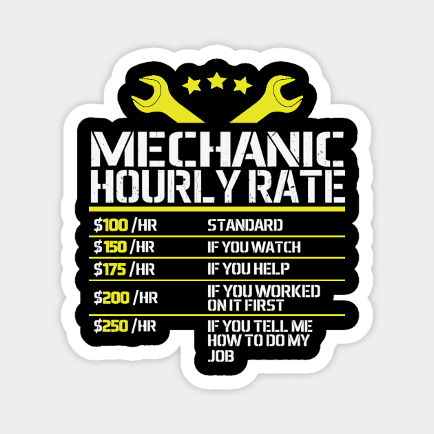 Mechanic Hourly Rate Magnet by CREATIVITY88