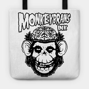 MonkeyBrainsINK fiend skull and logo on white! Tote