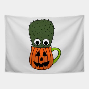 Cute Cactus Design #248: Small Cactus In Jack O Lantern Mug Tapestry