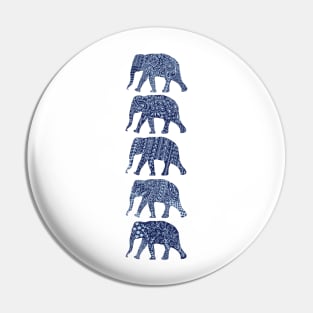 Patterned Elephants(navy) Pin