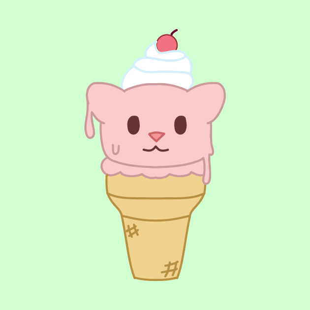 strawberry ice cream cat by chibifox