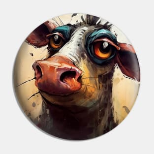 Caricature Abstract Cow Pin