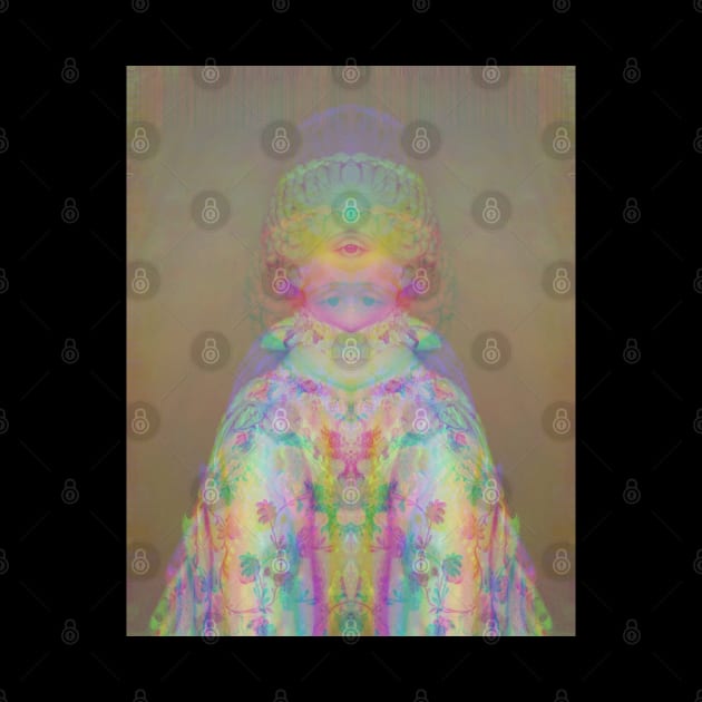 Dramabite Glitch art colourful rainbow woman portrait by dramabite