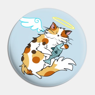 Fluffy Calico Cat Angel Pin