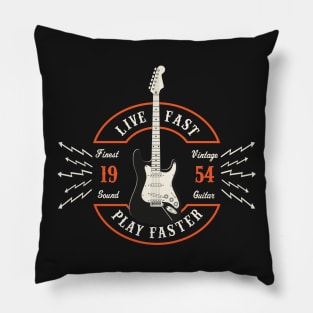 Live Fast Play Faster - Strat Guitar Pillow