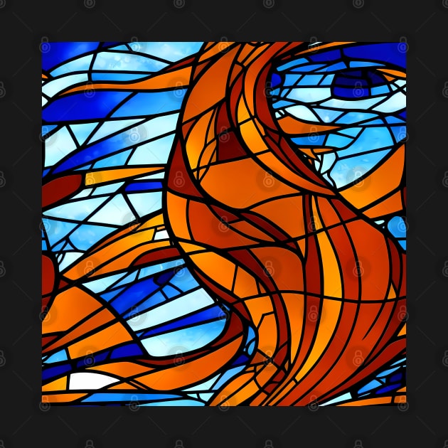 Stained Glass Design Pattern, Blue and Orange color scheme by Artilize