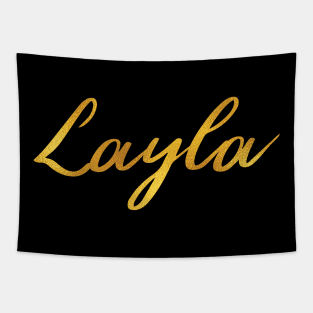 Layla Name Hand Lettering in Faux Gold Letters Tapestry