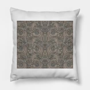 Grayscale Aesthetic Fractal Swirls - Black and White Abstract Artwork Pillow