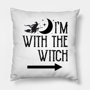 I'm With The Witch Funny Halloween Couple Pillow