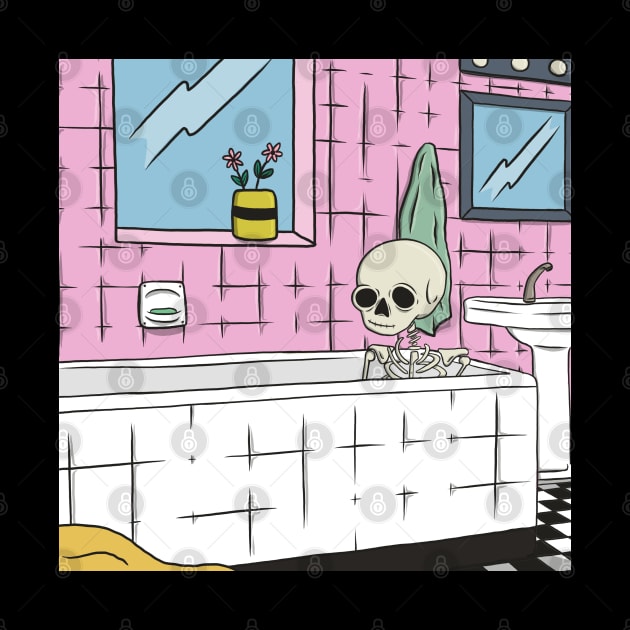 Skeleton In The Bathtub by cecececececelia