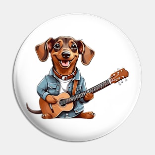 Dachshund Playing Guitar Pin