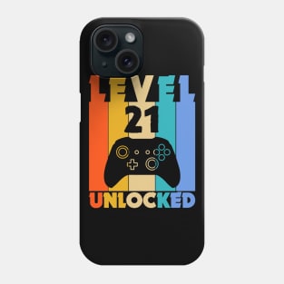 Level 21 Unlocked Funny Video Gamer Birthday Novelty T-Shirt Phone Case