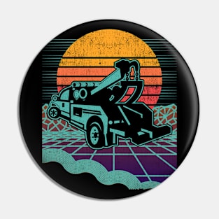 Tow Truck Sunset Retro Vintage Towing Trucker gift Pin