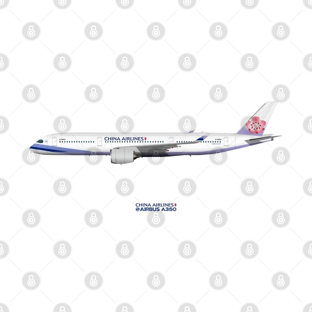 Illustration of China Airlines Airbus A350 by SteveHClark