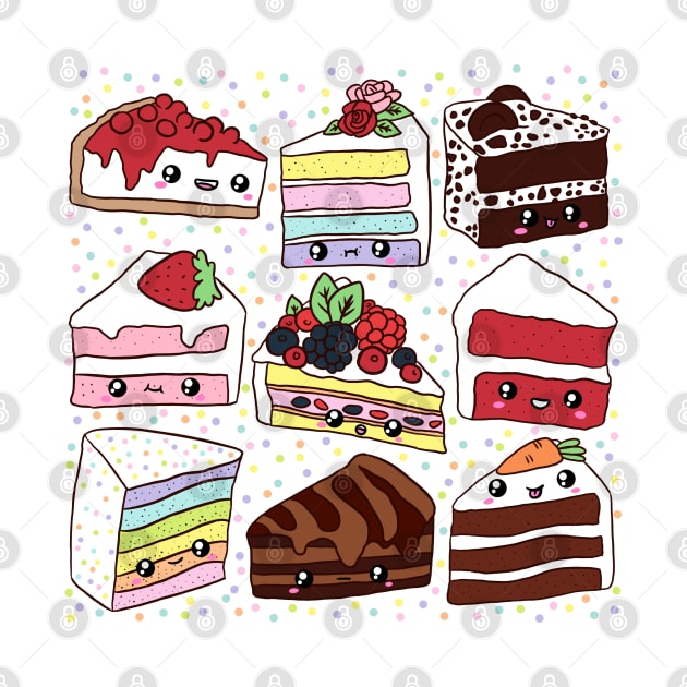 Cute cakes illustration - 9 different cakes kinds by Yarafantasyart