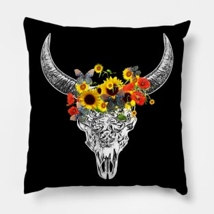 Cow skull floral 14 Pillow