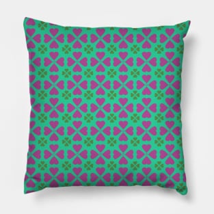 Green and Pink clover leaves Patterns Pillow