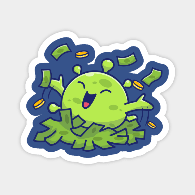 Cute virus with money cartoon 1 Magnet by Catalyst Labs