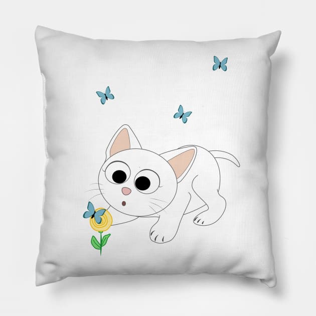 Cute white kitten Pillow by TanyaHoma