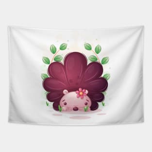 Cute hedgehog with flower Tapestry