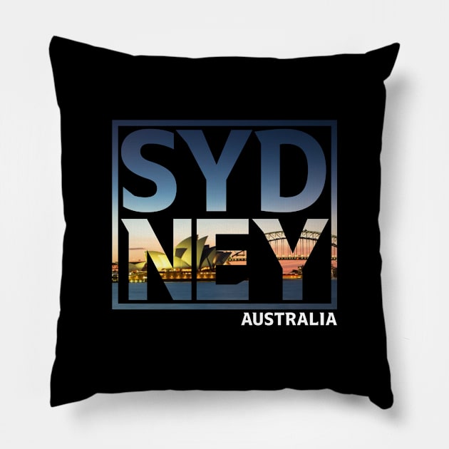 Sydney Australia Typography Pillow by Tee Tow Argh 