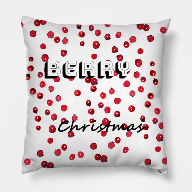 Happy berry christmas II Pillow by Aidi Riera