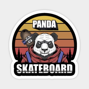 panda skateboard retro Magnet