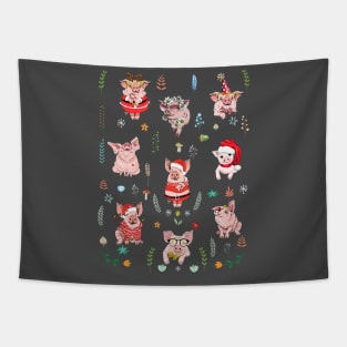 Pig Winter With Plant. Tapestry