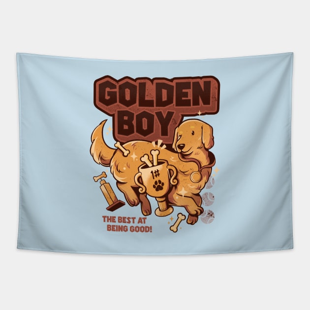 Golden Boy - Cute Golden Retriever Dog Gift Tapestry by eduely