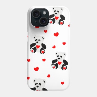 Panda bear with hearts Phone Case