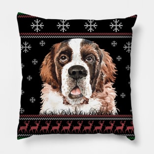 Cute Saint Bernard Dog Lover Ugly Christmas Sweater For Women And Men Funny Gifts Pillow