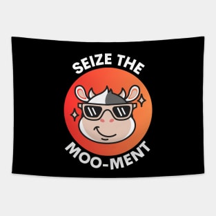 Seize The Mooment | Cute Cow Pun Tapestry